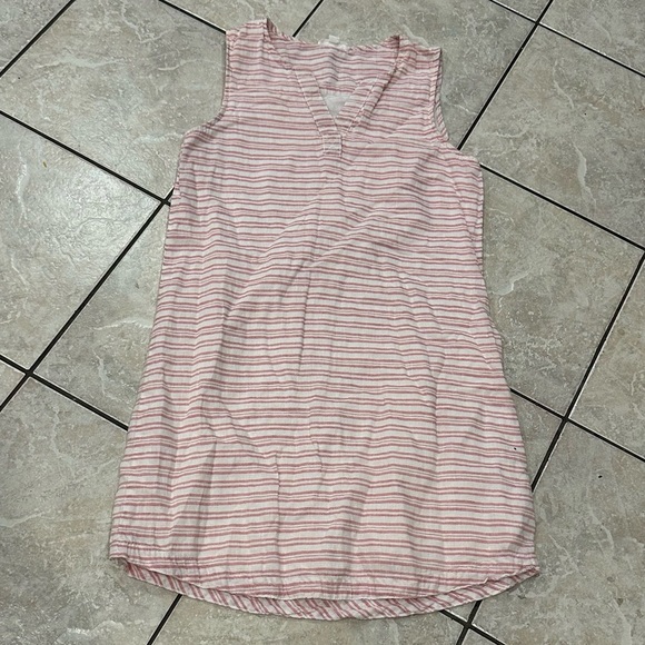 Pink and White Striped Sleeveless Linen Dress Size Small - Picture 1 of 6